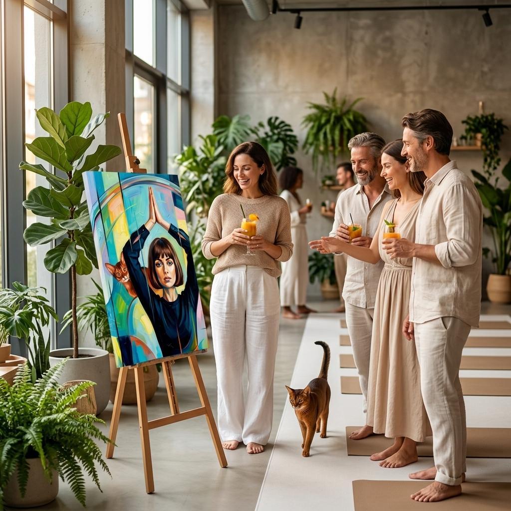 The Quiet Queens – Modernes Katzenbild auf Leinwand 70 x 100 cm | Elegante Wandkunst für Katzenliebhaber I Canvas 70x100 cm / 28x40″