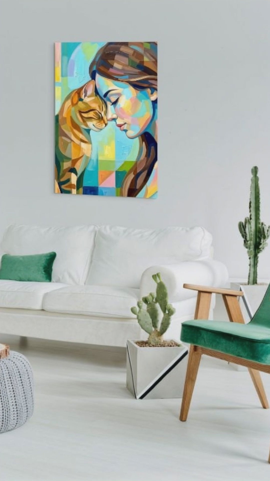 Trust – Modernes Katzenbild auf Leinwand 70 x 100 cm | Emotionale Wandkunst für KatzenliebhaberCanvas 70x100 cm / 28x40″