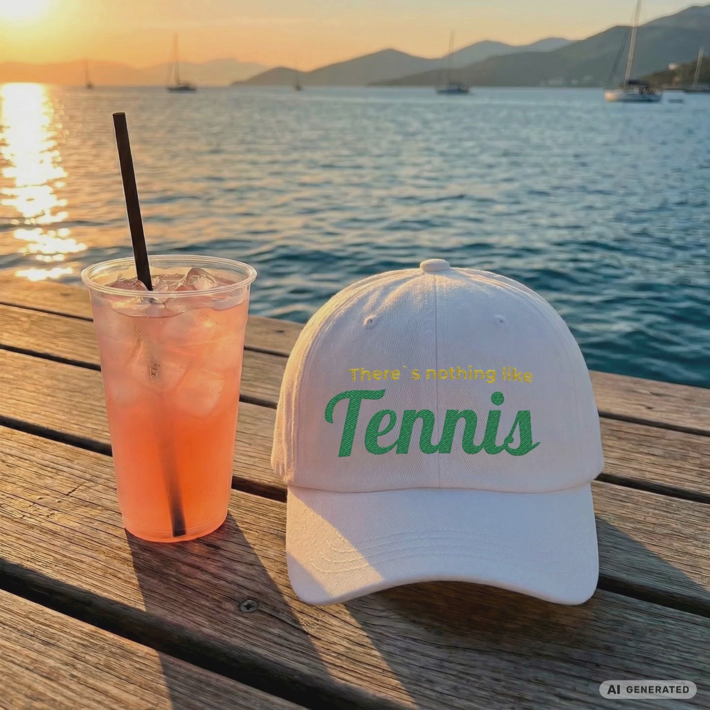 Bestickte Tennis Cap "There's Nothing Like Tennis" – Flexfit Baseball Cap mit hochwertiger Stickerei