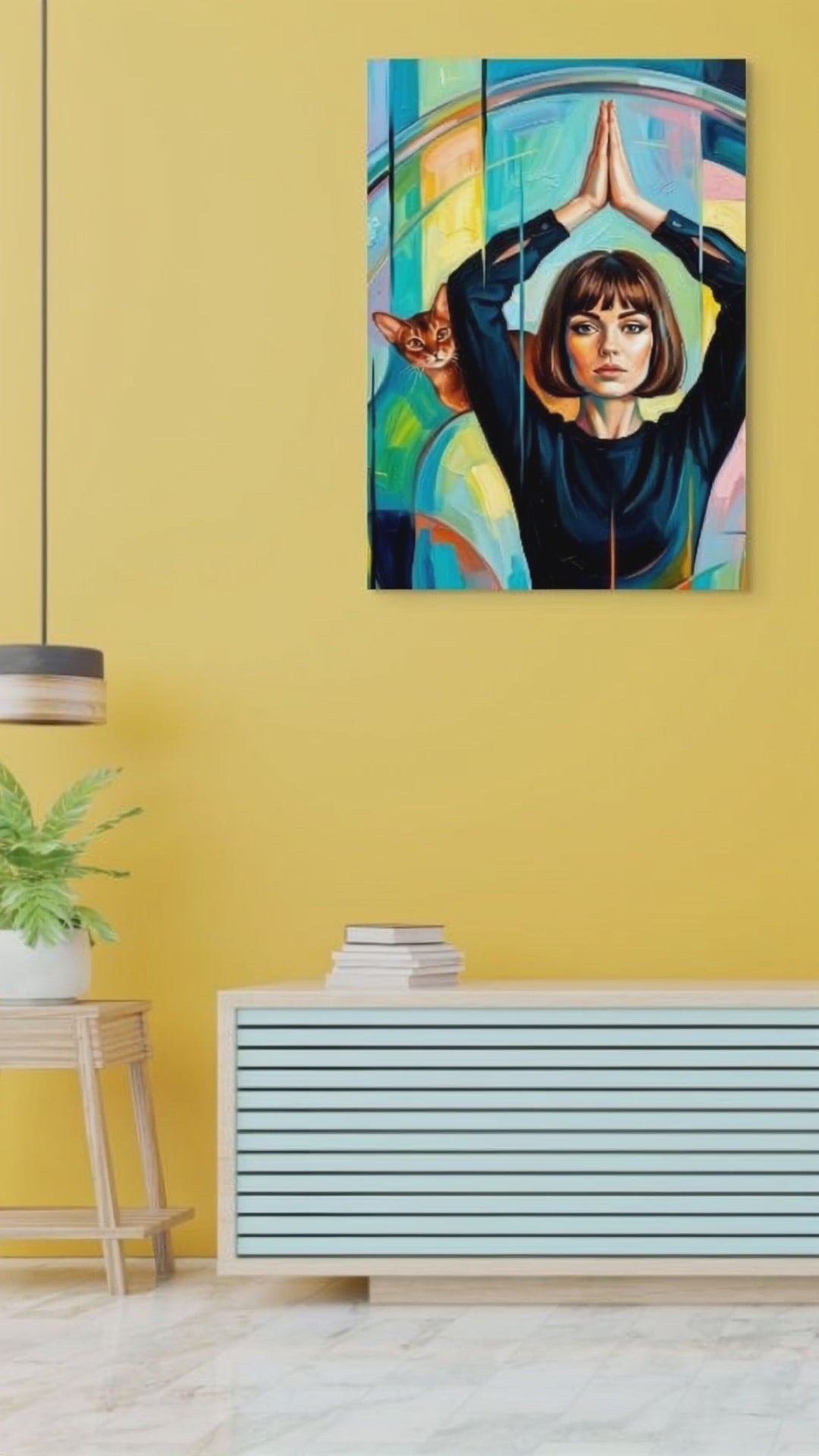 The Quiet Queens – Modernes Katzenbild auf Leinwand 70 x 100 cm | Elegante Wandkunst für Katzenliebhaber I Canvas 70x100 cm / 28x40″