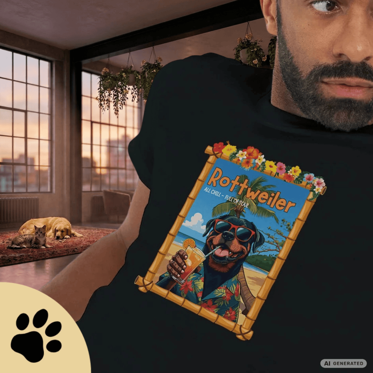 Rottweiler T-Shirt – Lustiges Hundeshirt im Urlaubsstil | Dog Lover Geschenk Premium Unisex Crewneck T-shirt | Bella + Canvas 3001 - Sunbeamstore