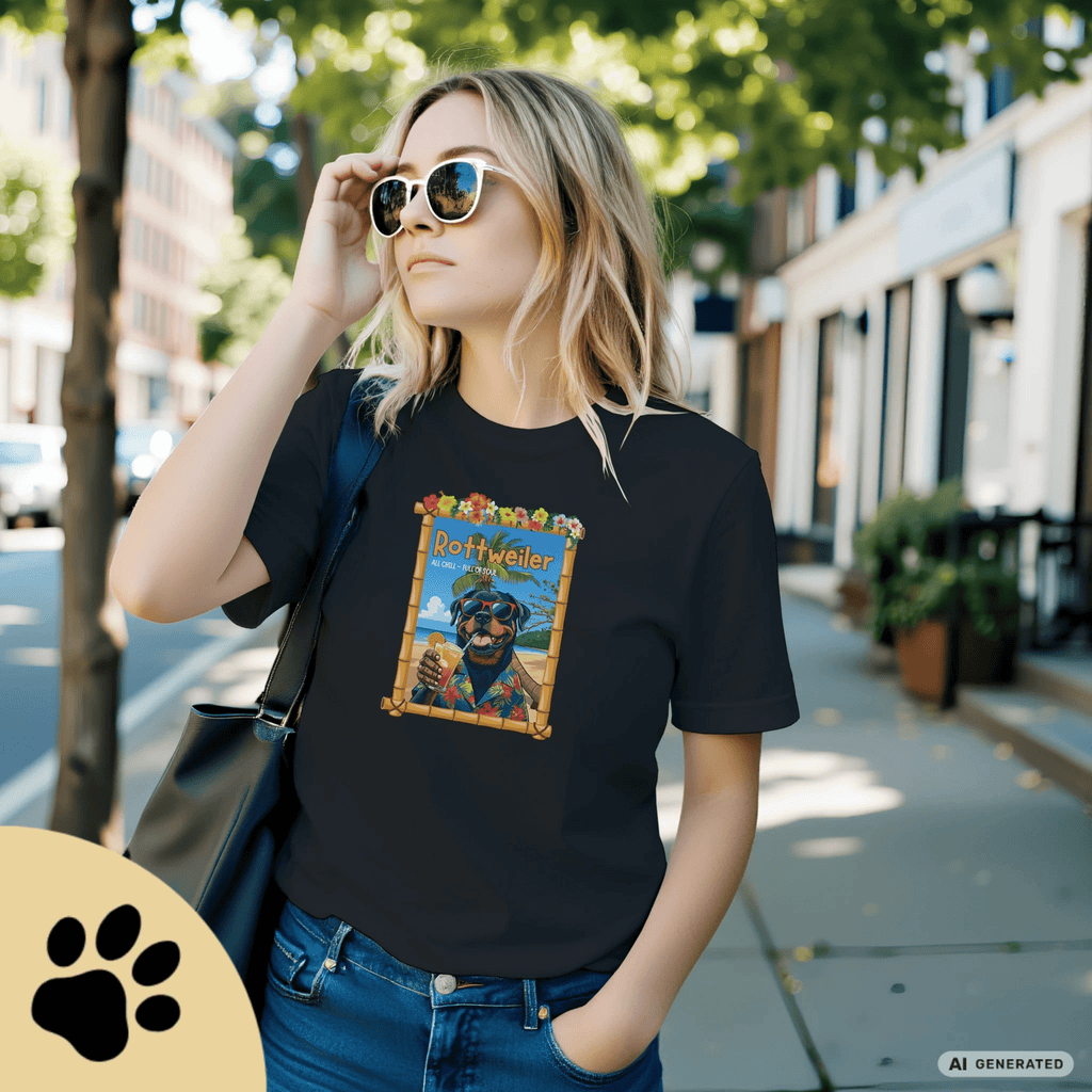 Rottweiler T-Shirt – Lustiges Hundeshirt im Urlaubsstil | Dog Lover Geschenk Premium Unisex Crewneck T-shirt | Bella + Canvas 3001 - Sunbeamstore