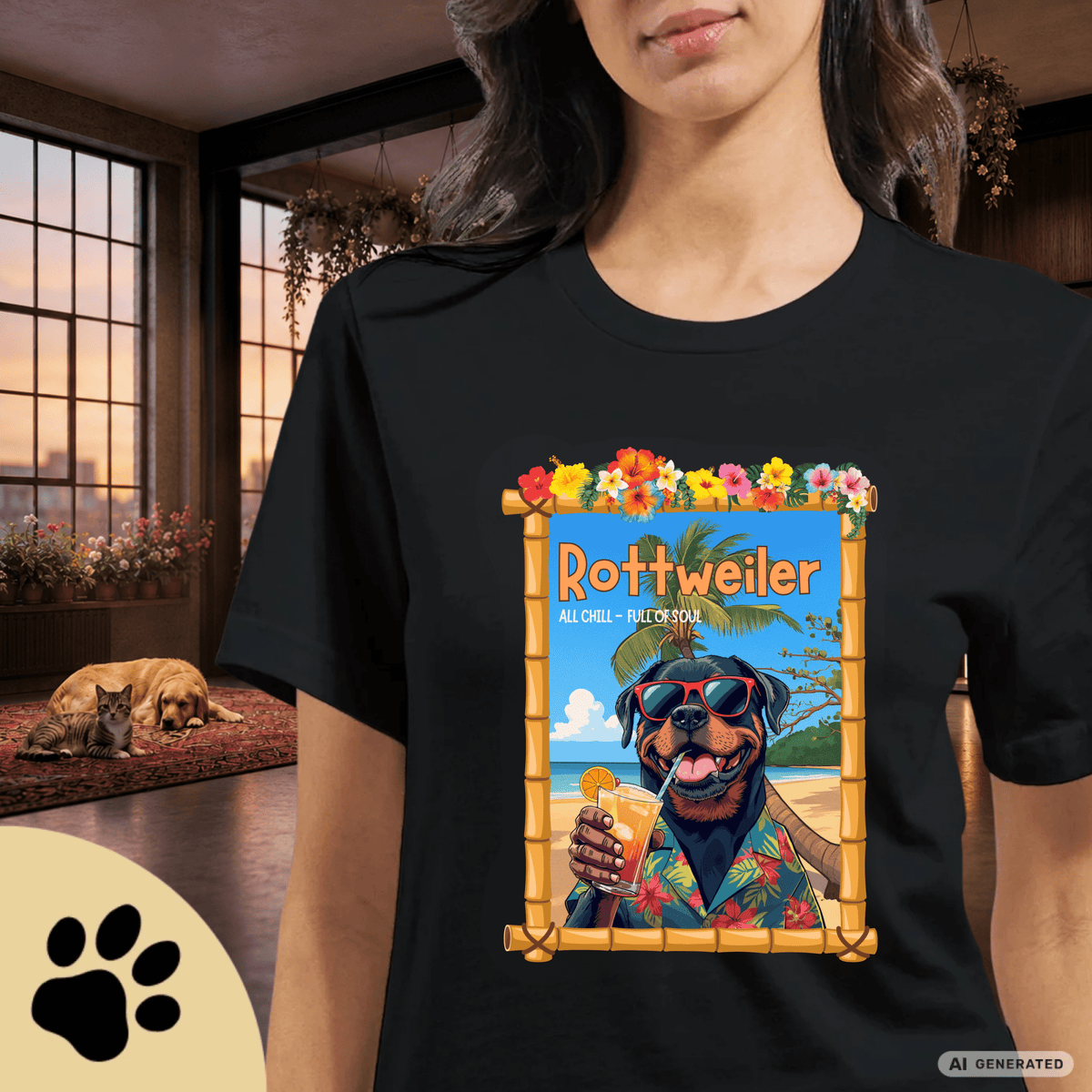 Rottweiler T-Shirt – Lustiges Hundeshirt im Urlaubsstil | Dog Lover Geschenk Premium Unisex Crewneck T-shirt | Bella + Canvas 3001 - Sunbeamstore