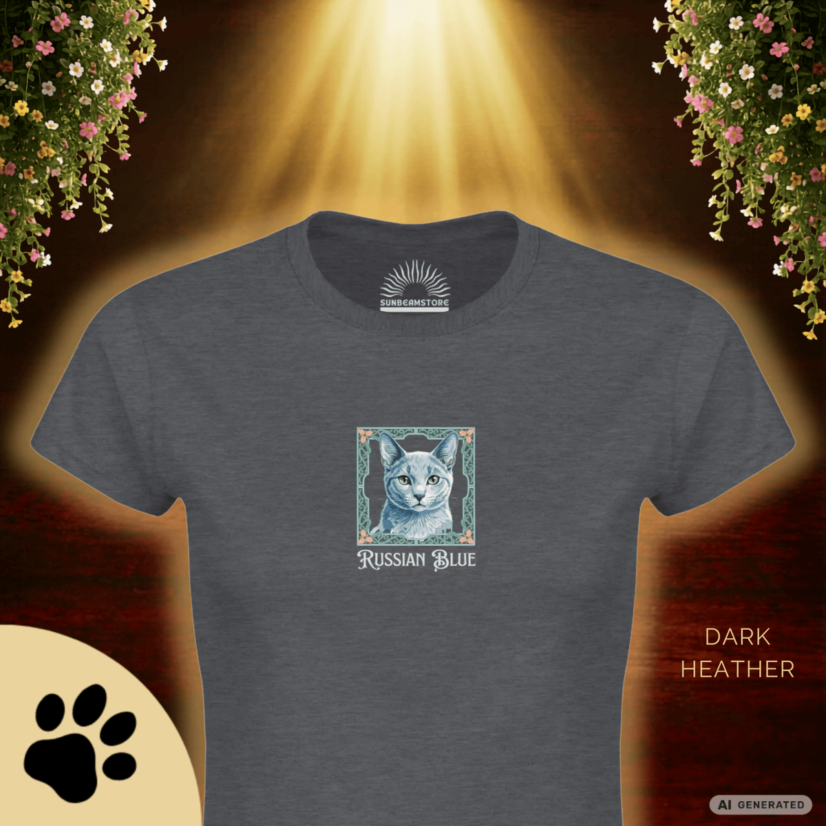 Russian Blue Katzen T-Shirt Damen | Cat Lover Shirt | Geschenk für Katzenliebhaber | Russian Blue Cat Shirt - Sunbeamstore