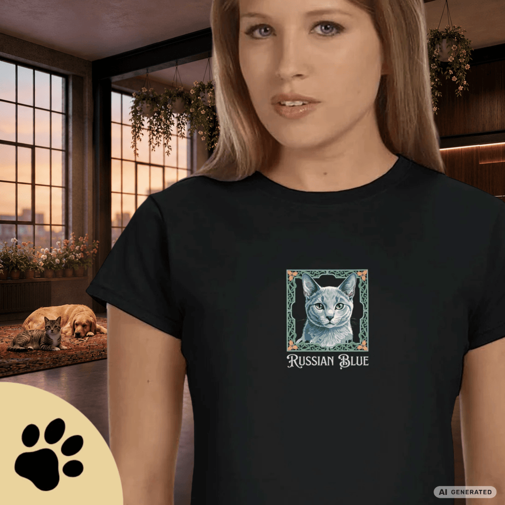 Russian Blue Katzen T-Shirt Damen | Cat Lover Shirt | Geschenk für Katzenliebhaber | Russian Blue Cat Shirt - Sunbeamstore