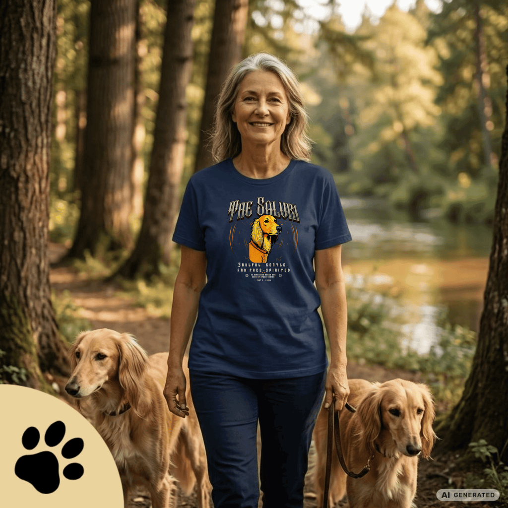 Saluki T-Shirt – The Saluki, Gods of Speed Serie Part 3, Windhund Shirt, Geschenk für Saluki Liebhaber, Soulful Gentle Free-Spirited Premium Unisex Crewneck T-shirt | Bella + Canvas 3001 - Sunbeamstore