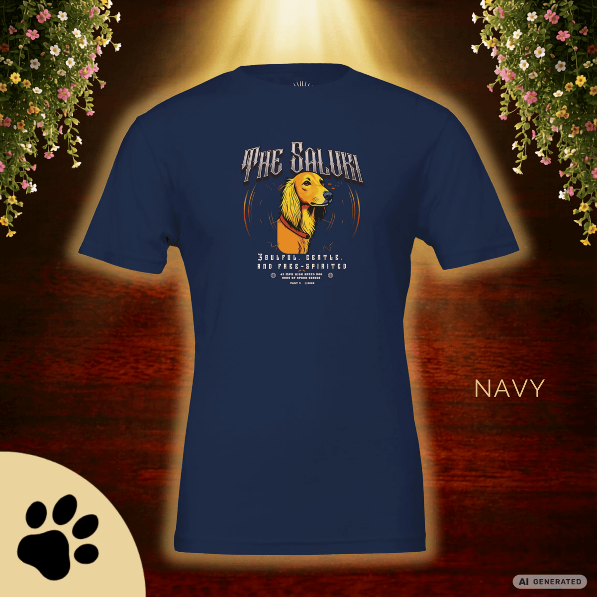 Saluki T-Shirt – The Saluki, Gods of Speed Serie Part 3, Windhund Shirt, Geschenk für Saluki Liebhaber, Soulful Gentle Free-Spirited Premium Unisex Crewneck T-shirt | Bella + Canvas 3001 - Sunbeamstore