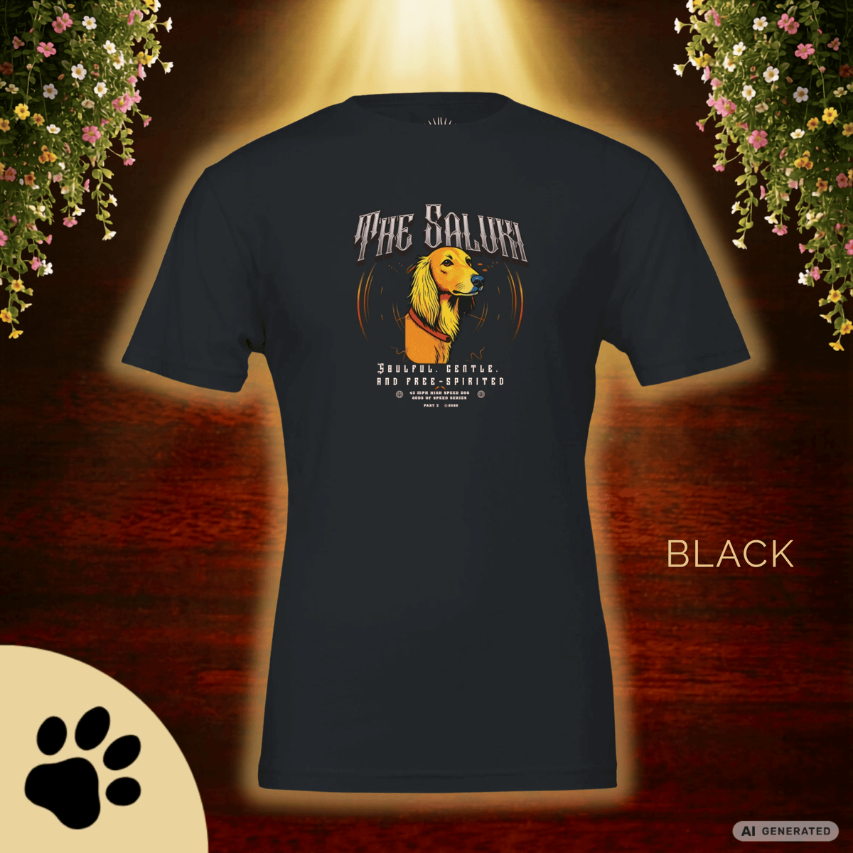 Saluki T-Shirt – The Saluki, Gods of Speed Serie Part 3, Windhund Shirt, Geschenk für Saluki Liebhaber, Soulful Gentle Free-Spirited Premium Unisex Crewneck T-shirt | Bella + Canvas 3001 - Sunbeamstore
