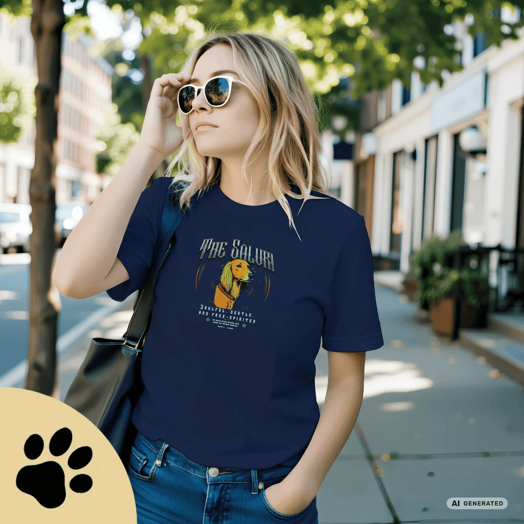 Saluki T-Shirt – The Saluki, Gods of Speed Serie Part 3, Windhund Shirt, Geschenk für Saluki Liebhaber, Soulful Gentle Free-Spirited Premium Unisex Crewneck T-shirt | Bella + Canvas 3001 - Sunbeamstore