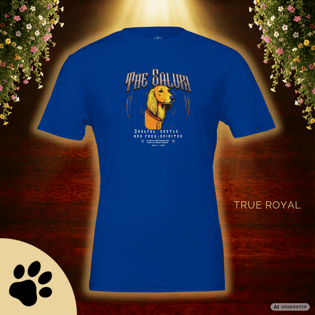 Saluki T-Shirt – The Saluki, Gods of Speed Serie Part 3, Windhund Shirt, Geschenk für Saluki Liebhaber, Soulful Gentle Free-Spirited Premium Unisex Crewneck T-shirt | Bella + Canvas 3001 - Sunbeamstore