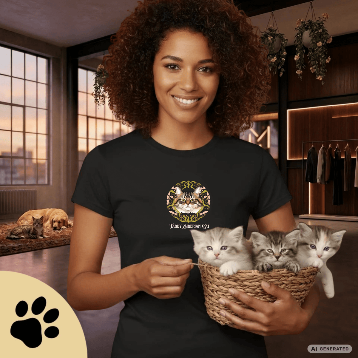 Siberian Tabby Katzen T-Shirt Damen | Cat Lover Shirt | Geschenk für Katzenliebhaber | Siberian Cat Shirt - Sunbeamstore