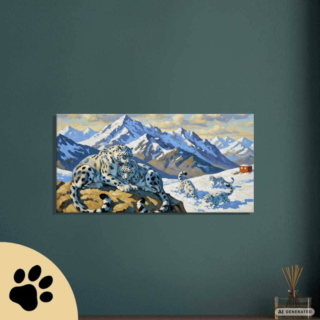Snow Leopards in the Tianshan Mountains Canvas 50x100 cm / 20x40″ - Sunbeamstore