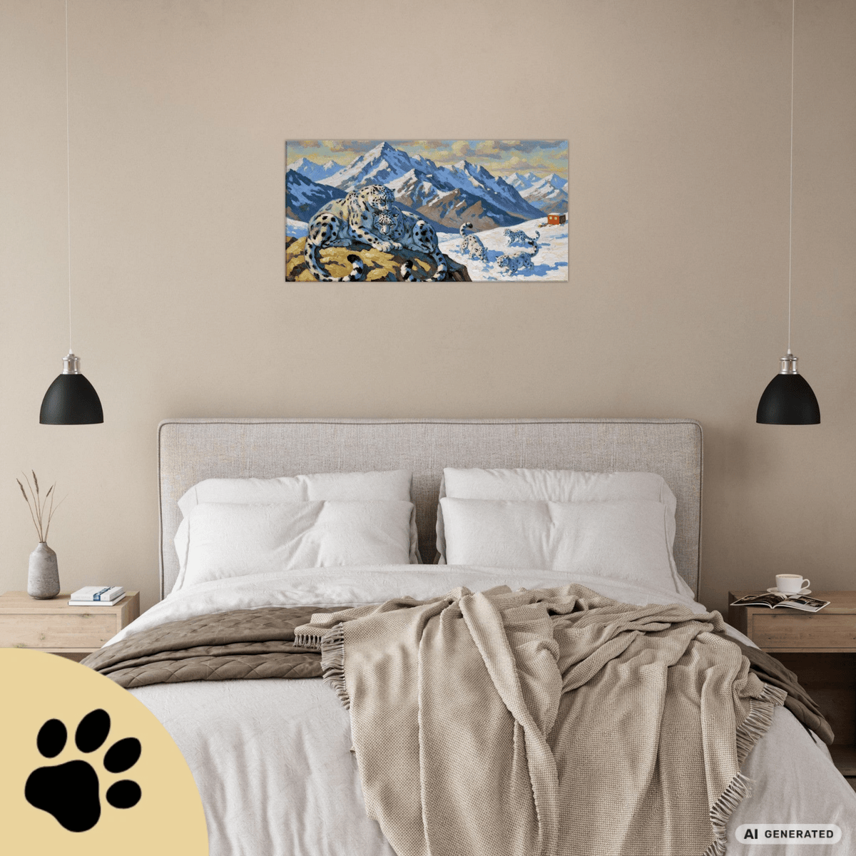 Snow Leopards in the Tianshan Mountains Canvas 50x100 cm / 20x40″ - Sunbeamstore