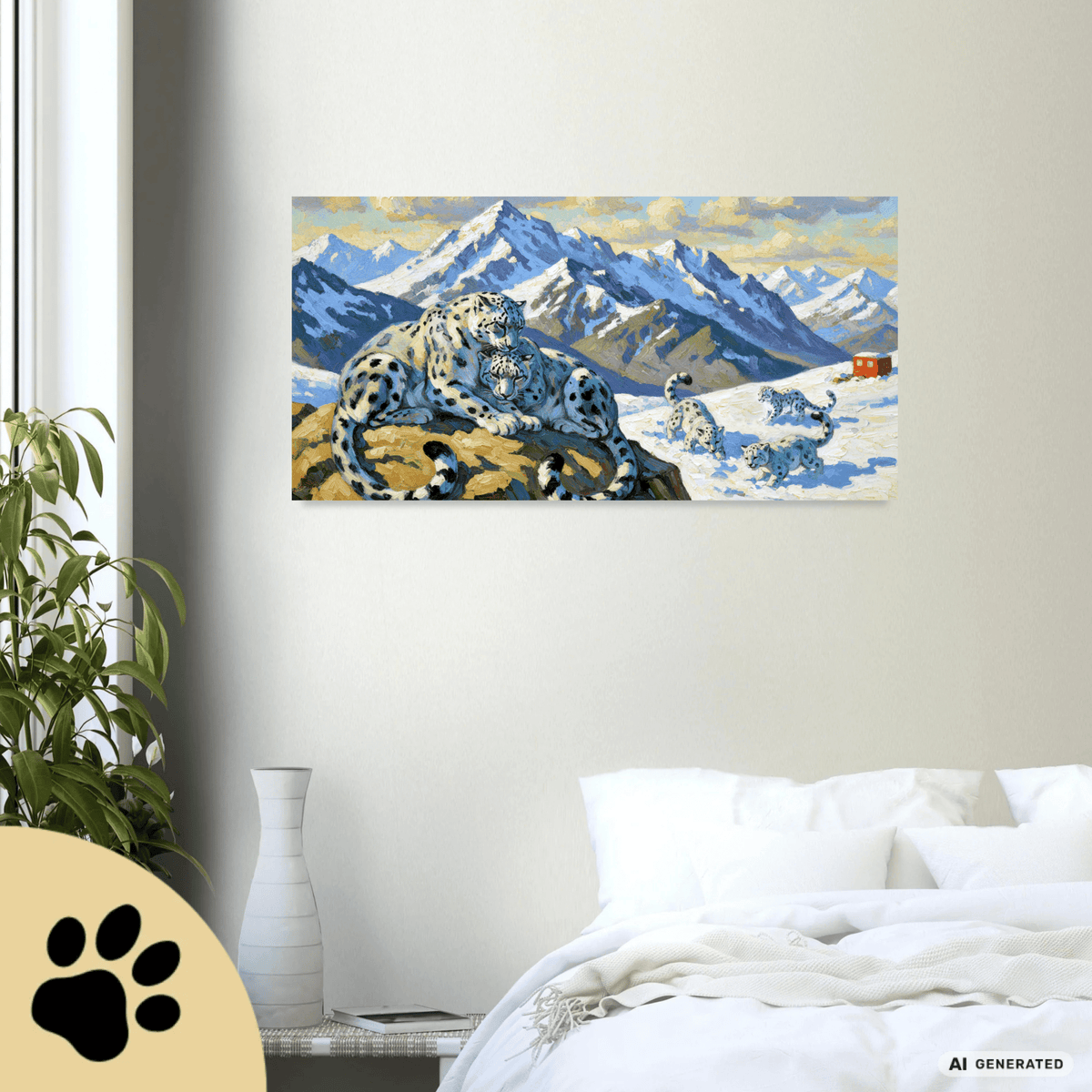 Snow Leopards in the Tianshan Mountains Canvas 50x100 cm / 20x40″ - Sunbeamstore