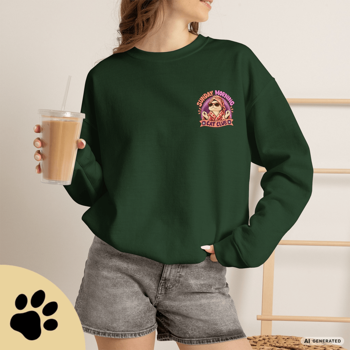 Sunday Morning Cat Club Sweatshirt – „Don’t Kill My Vibe“ | Retro Katzen Sweater - Sunbeamstore