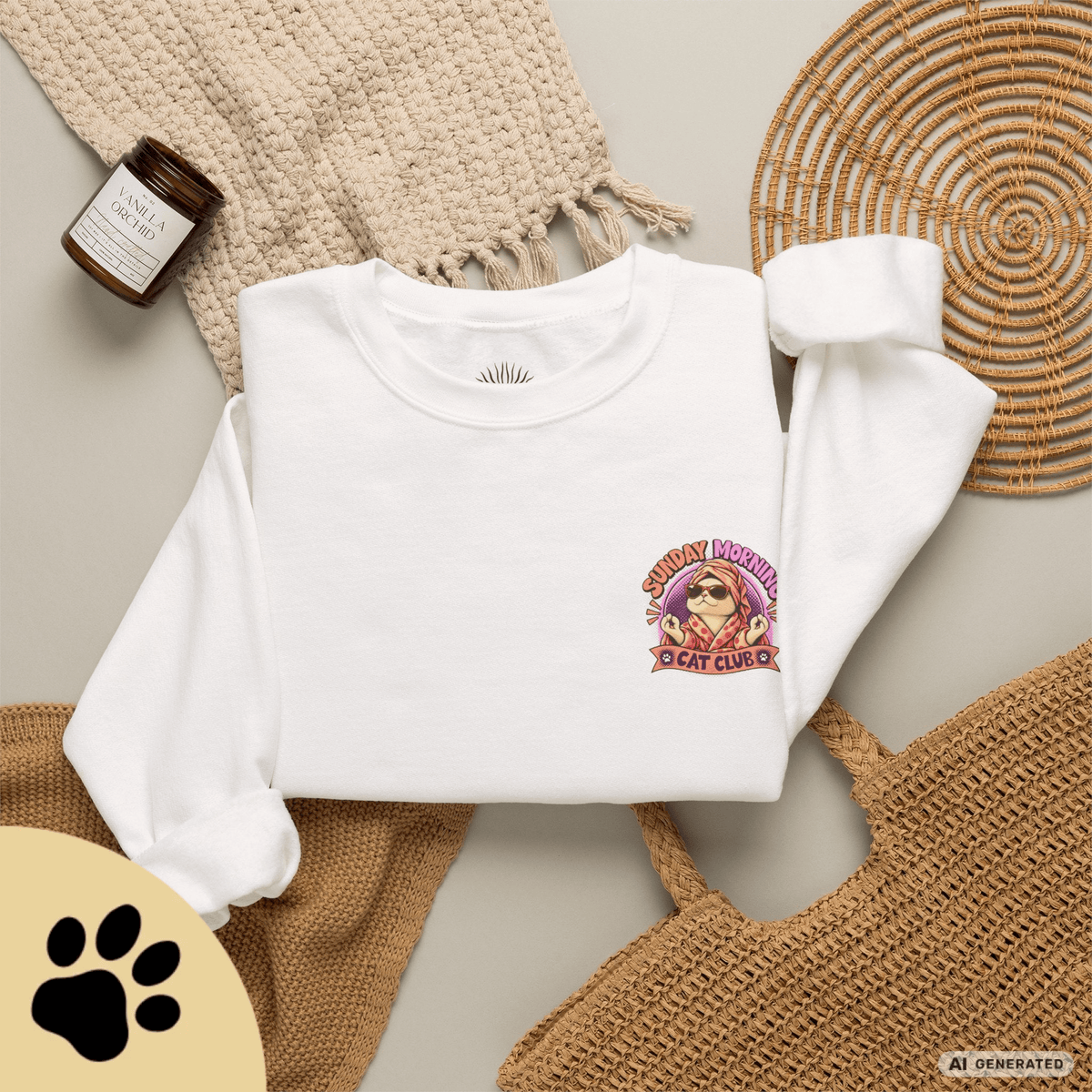Sunday Morning Cat Club Sweatshirt – „Don’t Kill My Vibe“ | Retro Katzen Sweater - Sunbeamstore