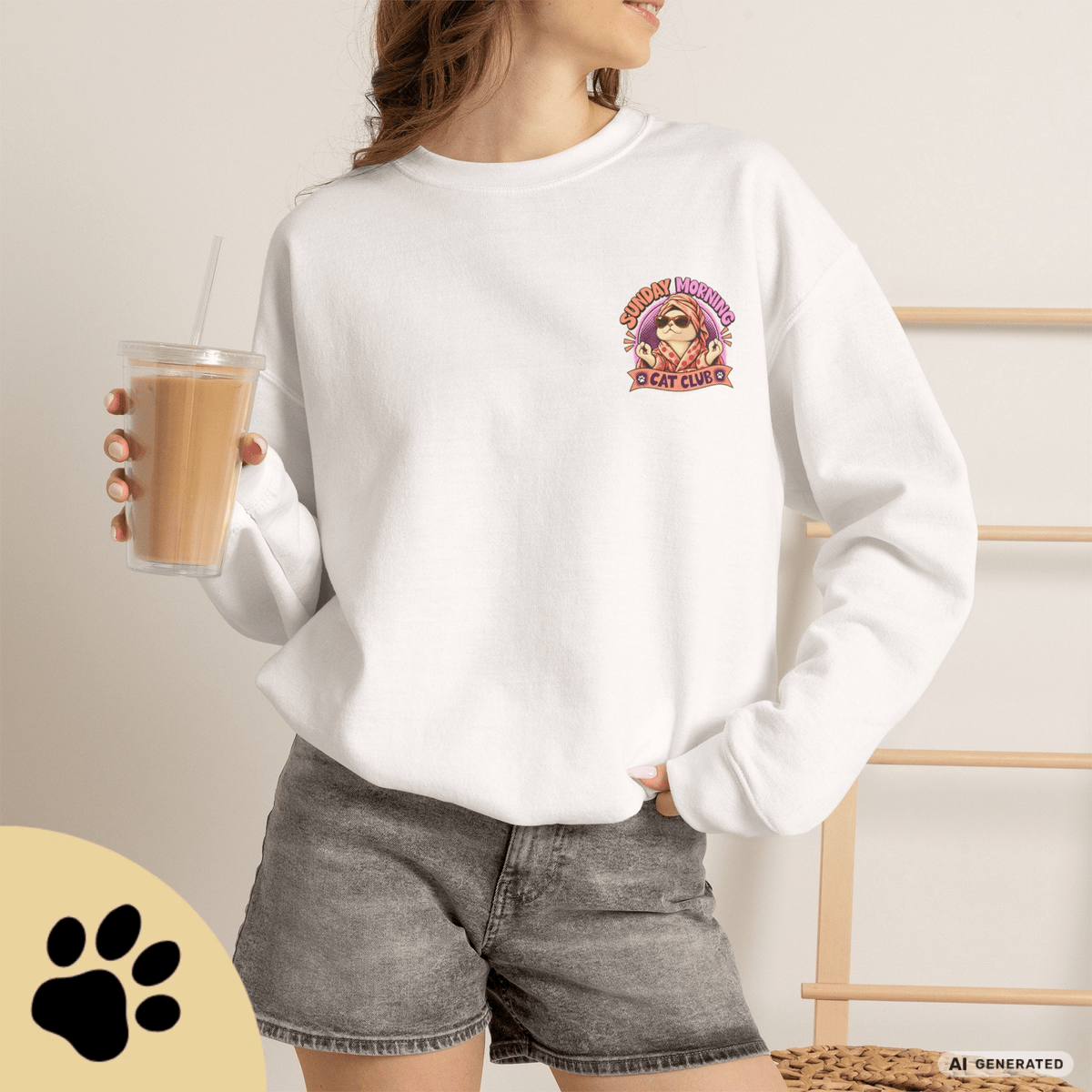 Sunday Morning Cat Club Sweatshirt – „Don’t Kill My Vibe“ | Retro Katzen Sweater - Sunbeamstore