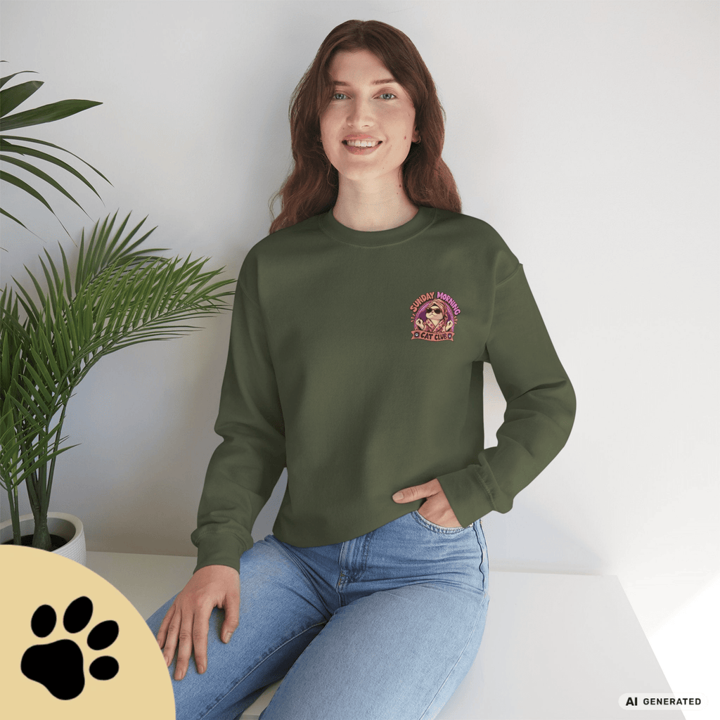 Sunday Morning Cat Club Sweatshirt – „Don’t Kill My Vibe“ | Retro Katzen Sweater - Sunbeamstore