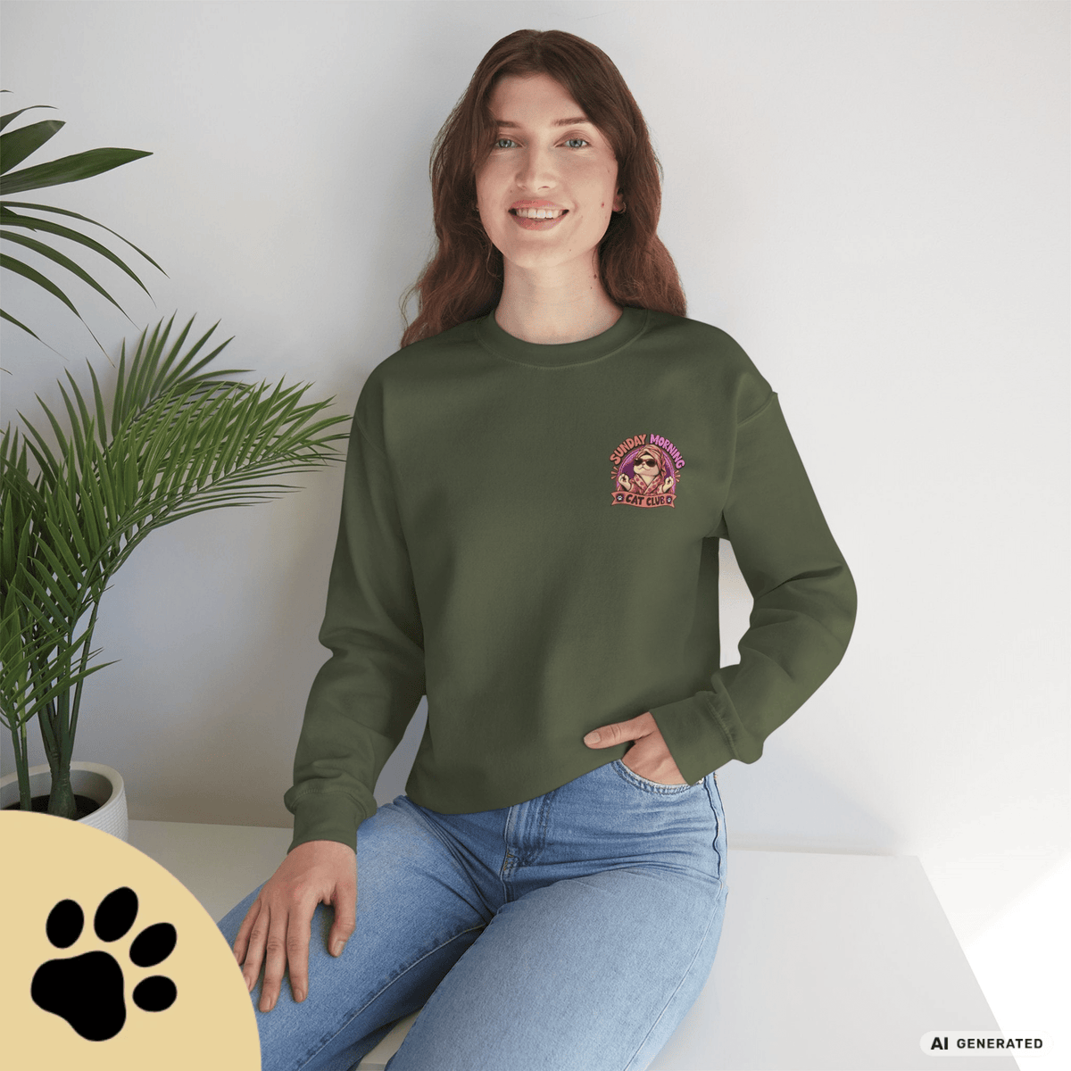 Sunday Morning Cat Club Sweatshirt – „Don’t Kill My Vibe“ | Retro Katzen Sweater - Sunbeamstore