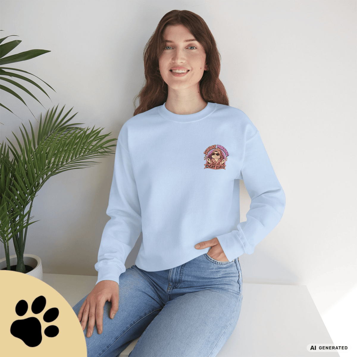 Sunday Morning Cat Club Sweatshirt – „Don’t Kill My Vibe“ | Retro Katzen Sweater - Sunbeamstore