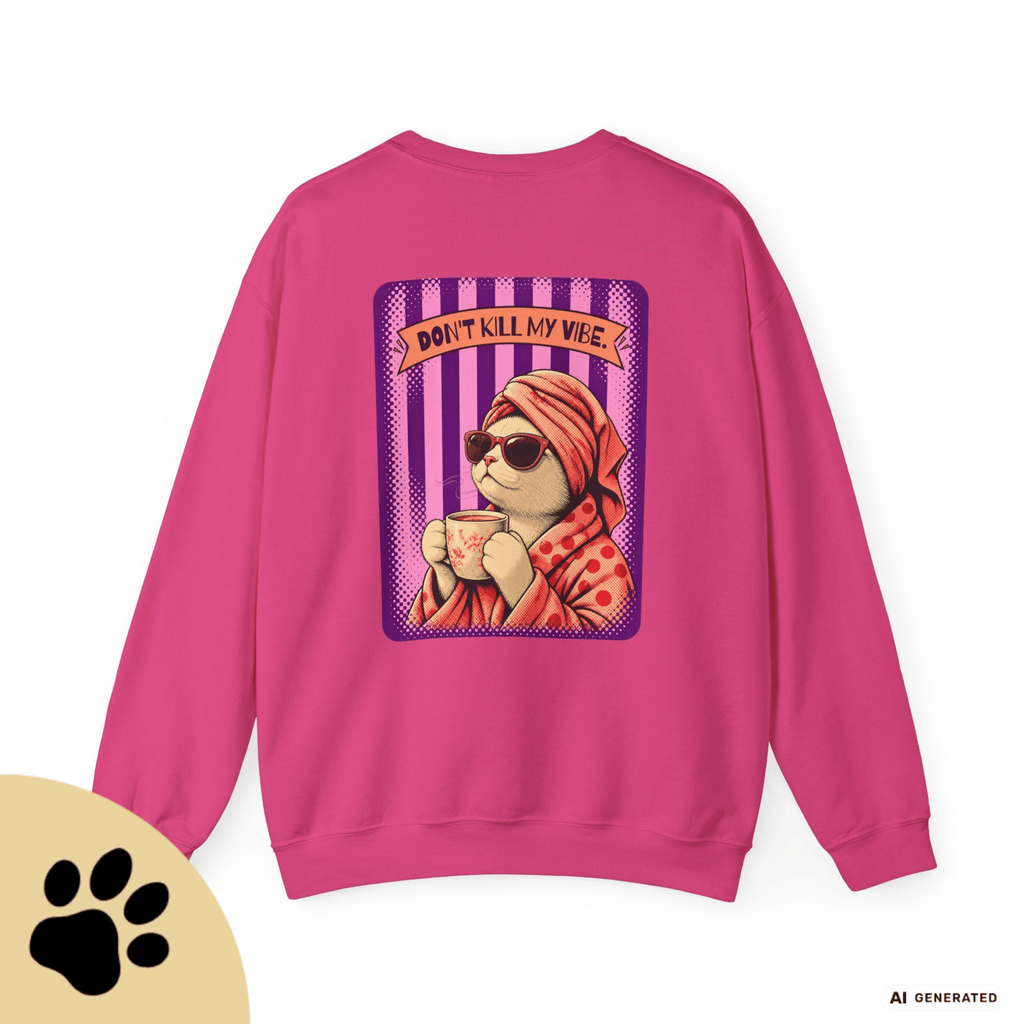 Sunday Morning Cat Club Sweatshirt – „Don’t Kill My Vibe“ | Retro Katzen Sweater - Sunbeamstore