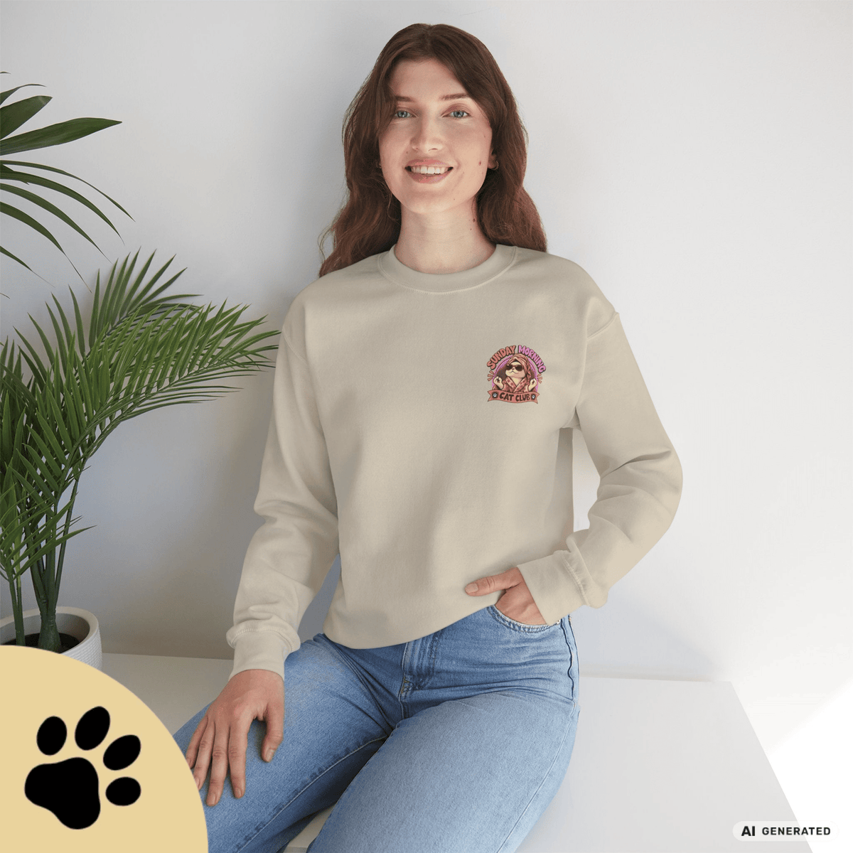 Sunday Morning Cat Club Sweatshirt – „Don’t Kill My Vibe“ | Retro Katzen Sweater - Sunbeamstore