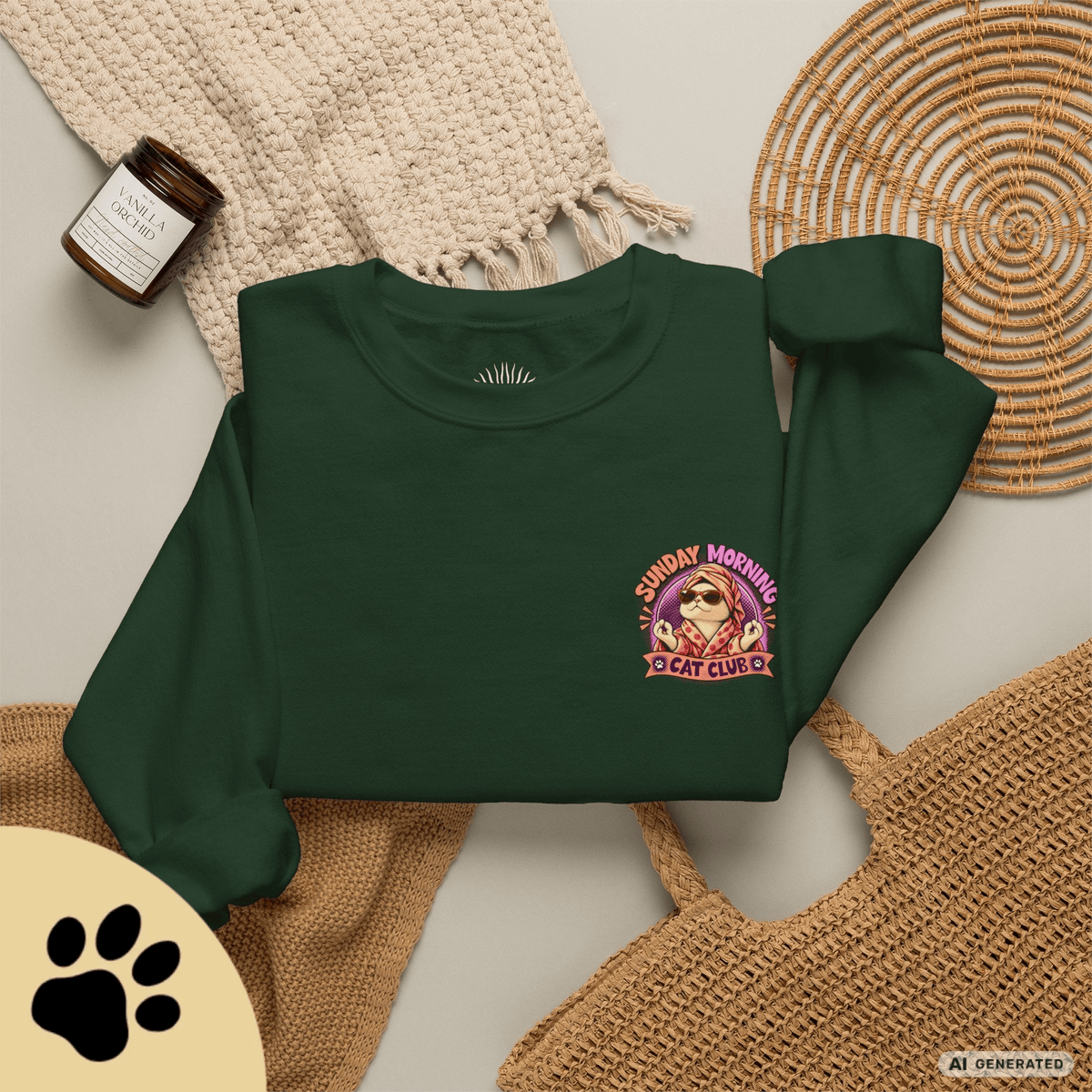 Sunday Morning Cat Club Sweatshirt – „Don’t Kill My Vibe“ | Retro Katzen Sweater - Sunbeamstore