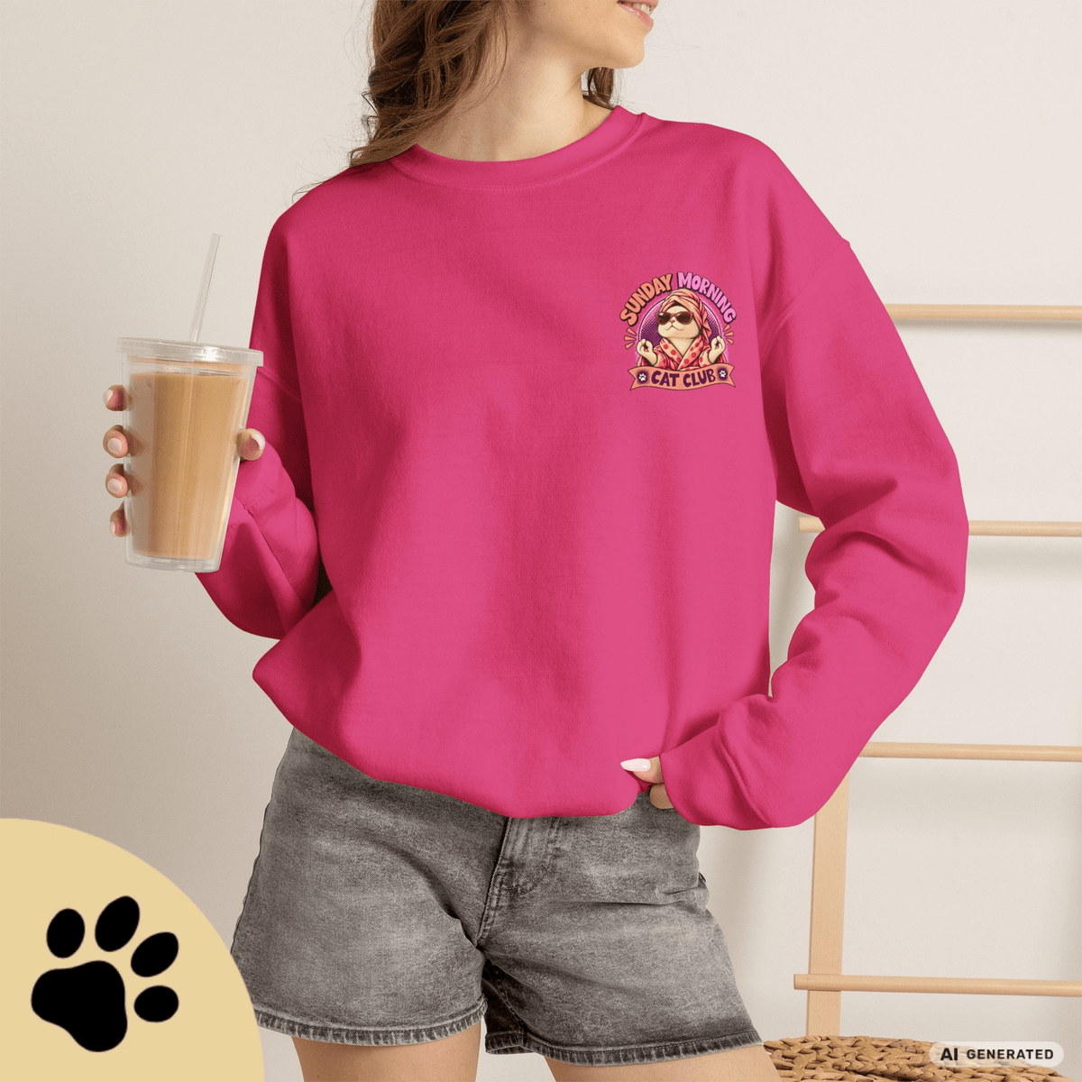 Sunday Morning Cat Club Sweatshirt – „Don’t Kill My Vibe“ | Retro Katzen Sweater - Sunbeamstore