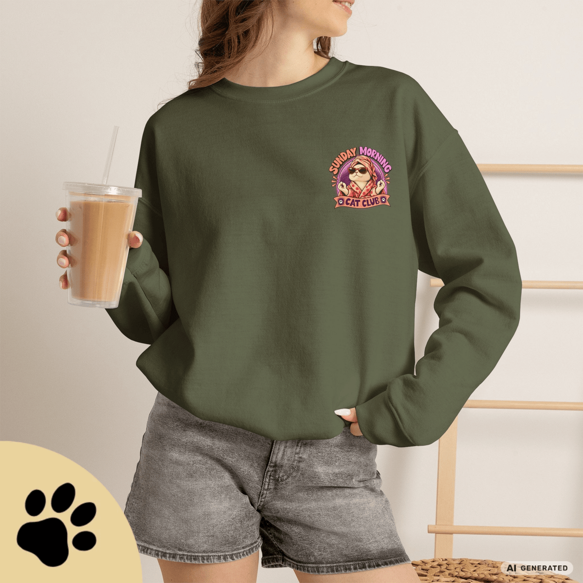 Sunday Morning Cat Club Sweatshirt – „Don’t Kill My Vibe“ | Retro Katzen Sweater - Sunbeamstore