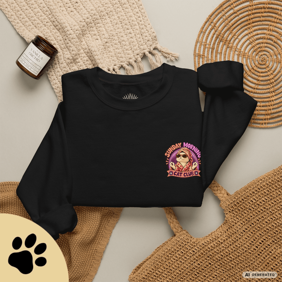 Sunday Morning Cat Club Sweatshirt – „Don’t Kill My Vibe“ | Retro Katzen Sweater - Sunbeamstore