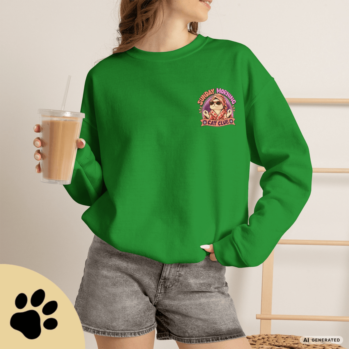 Sunday Morning Cat Club Sweatshirt – „Don’t Kill My Vibe“ | Retro Katzen Sweater - Sunbeamstore
