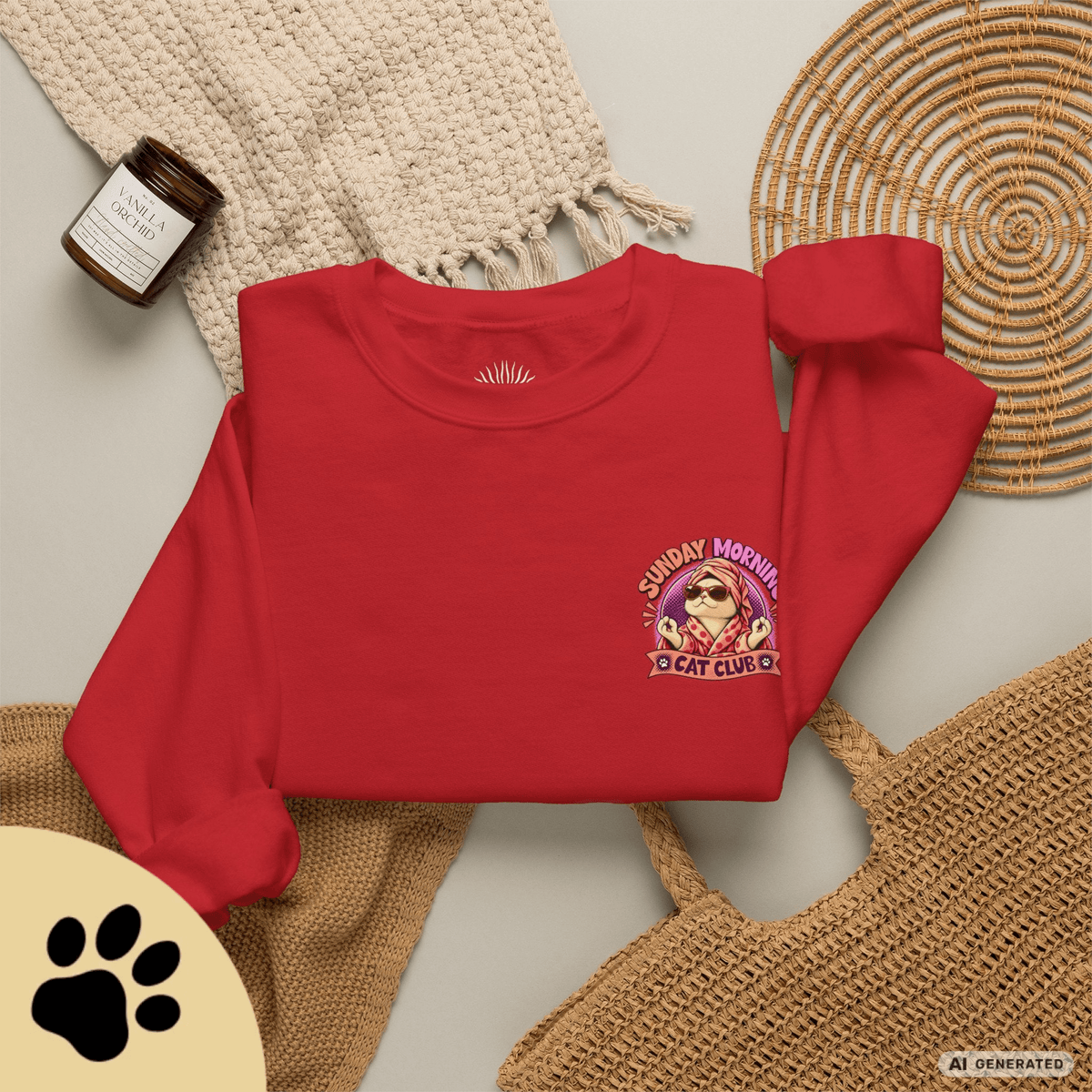 Sunday Morning Cat Club Sweatshirt – „Don’t Kill My Vibe“ | Retro Katzen Sweater - Sunbeamstore