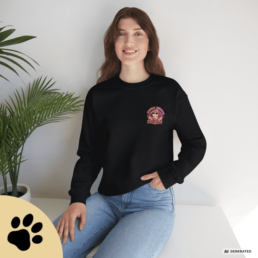 Sunday Morning Cat Club Sweatshirt – „Don’t Kill My Vibe“ | Retro Katzen Sweater - Sunbeamstore