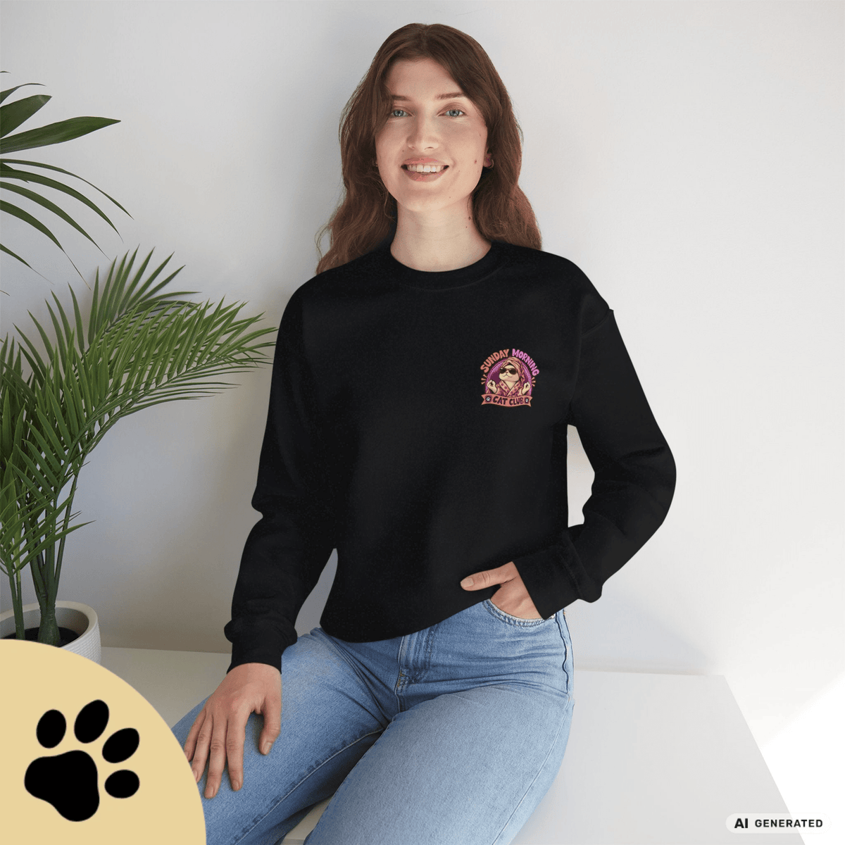 Sunday Morning Cat Club Sweatshirt – „Don’t Kill My Vibe“ | Retro Katzen Sweater - Sunbeamstore