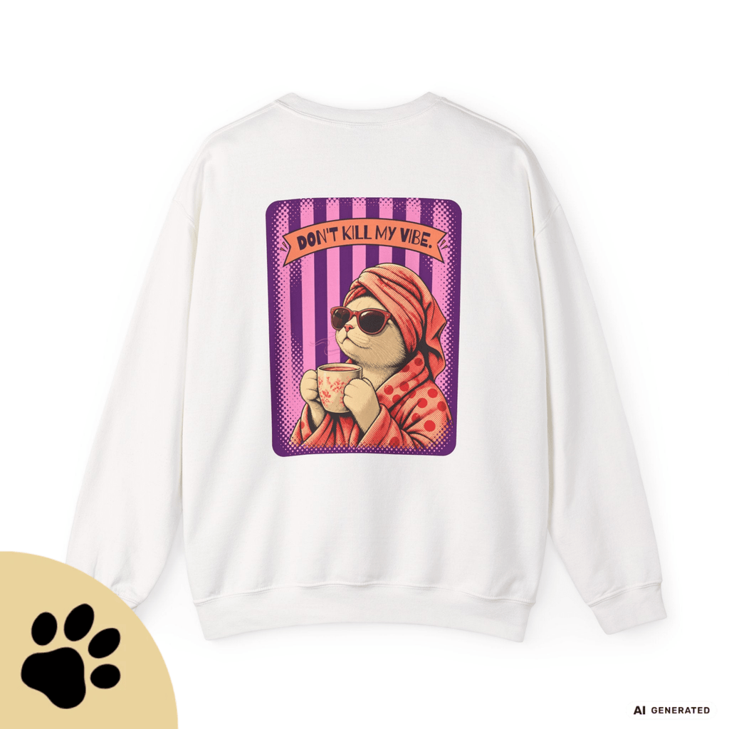 Sunday Morning Cat Club Sweatshirt – „Don’t Kill My Vibe“ | Retro Katzen Sweater - Sunbeamstore
