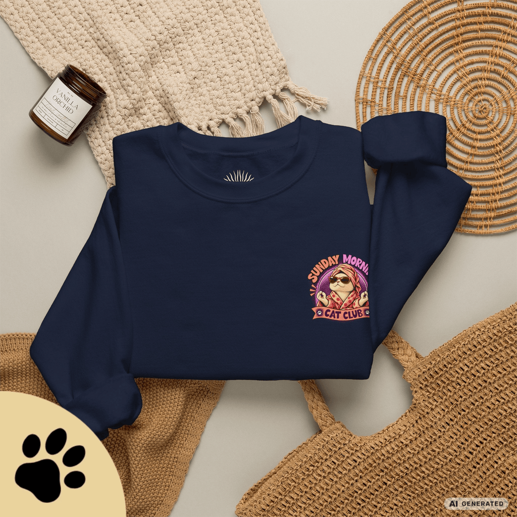 Sunday Morning Cat Club Sweatshirt – „Don’t Kill My Vibe“ | Retro Katzen Sweater - Sunbeamstore
