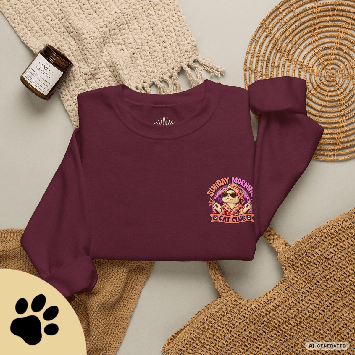 Sunday Morning Cat Club Sweatshirt – „Don’t Kill My Vibe“ | Retro Katzen Sweater - Sunbeamstore