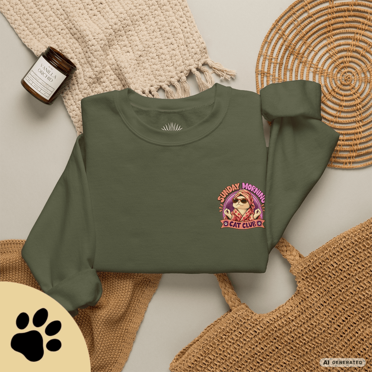 Sunday Morning Cat Club Sweatshirt – „Don’t Kill My Vibe“ | Retro Katzen Sweater - Sunbeamstore