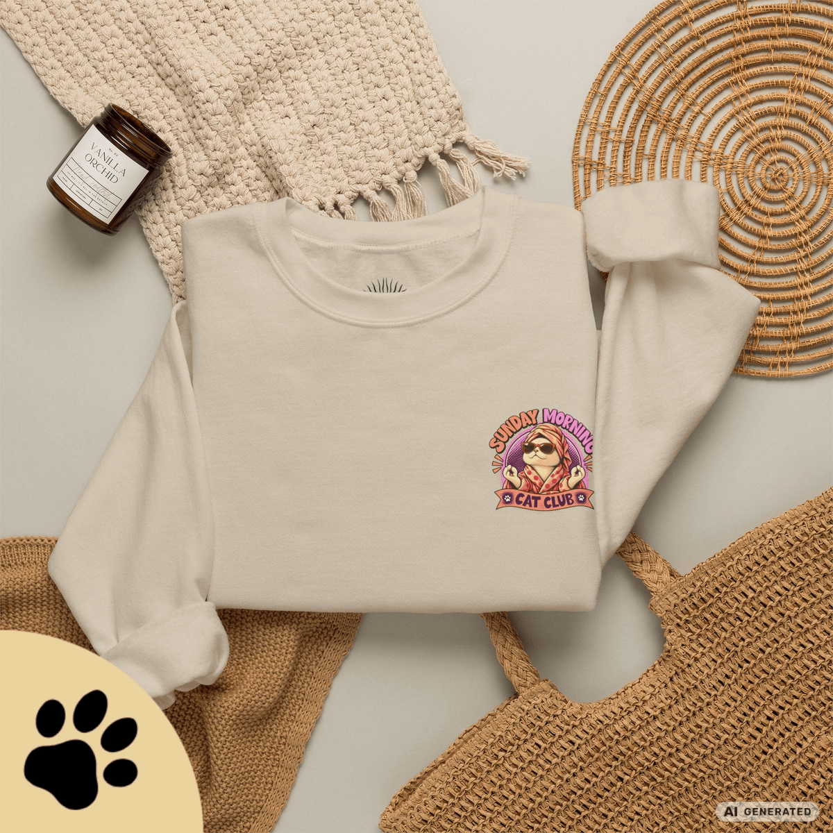 Sunday Morning Cat Club Sweatshirt – „Don’t Kill My Vibe“ | Retro Katzen Sweater - Sunbeamstore
