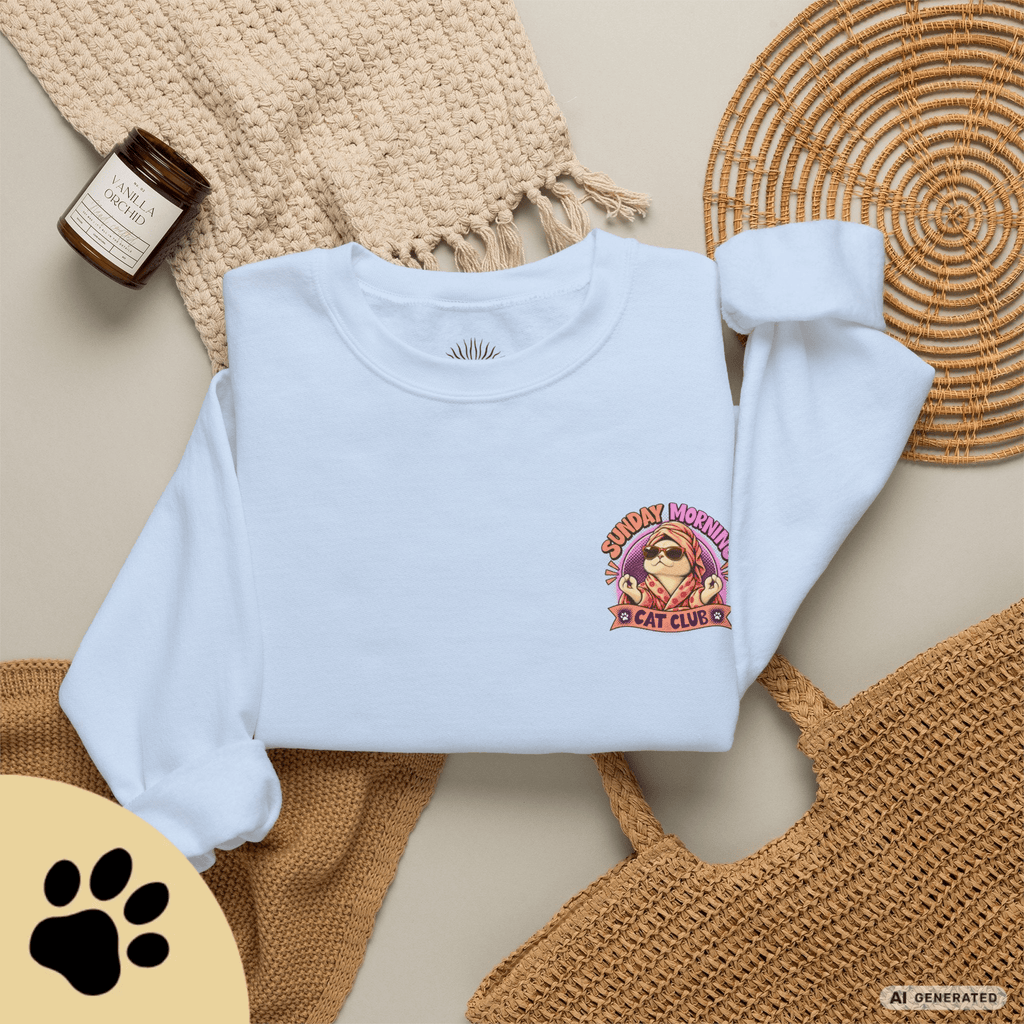 Sunday Morning Cat Club Sweatshirt – „Don’t Kill My Vibe“ | Retro Katzen Sweater - Sunbeamstore