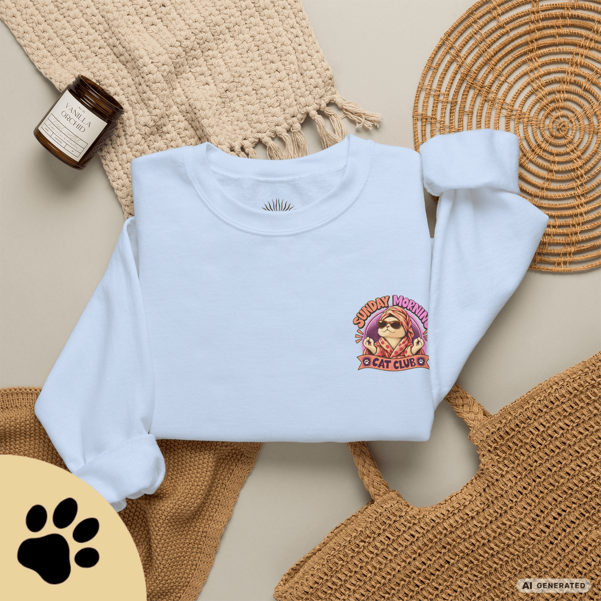 Sunday Morning Cat Club Sweatshirt – „Don’t Kill My Vibe“ | Retro Katzen Sweater - Sunbeamstore