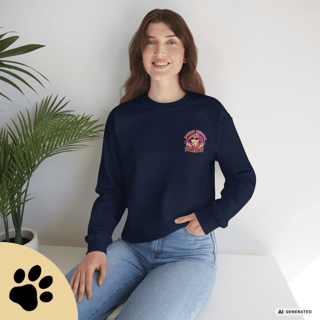 Sunday Morning Cat Club Sweatshirt – „Don’t Kill My Vibe“ | Retro Katzen Sweater - Sunbeamstore