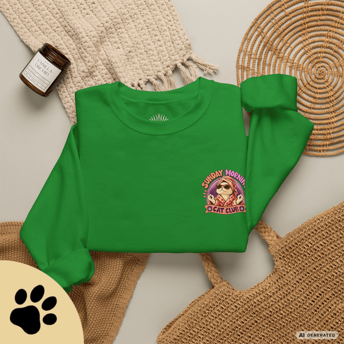 Sunday Morning Cat Club Sweatshirt – „Don’t Kill My Vibe“ | Retro Katzen Sweater - Sunbeamstore