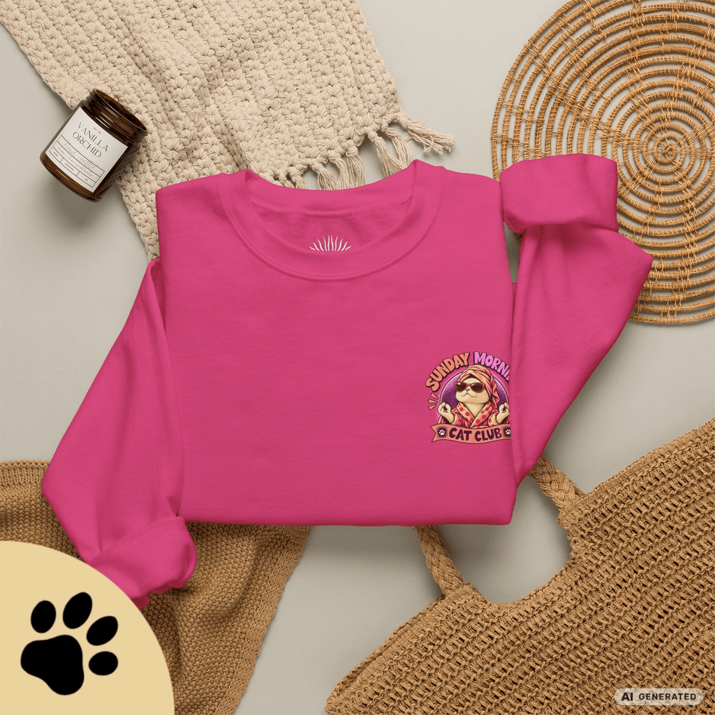 Sunday Morning Cat Club Sweatshirt – „Don’t Kill My Vibe“ | Retro Katzen Sweater - Sunbeamstore