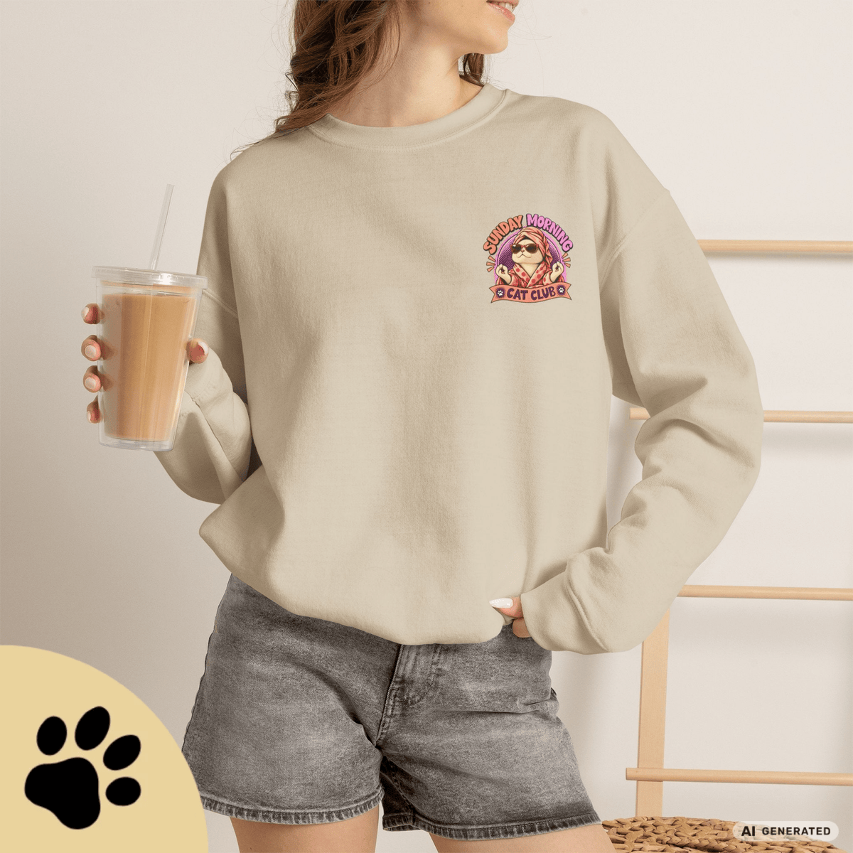 Sunday Morning Cat Club Sweatshirt – „Don’t Kill My Vibe“ | Retro Katzen Sweater - Sunbeamstore