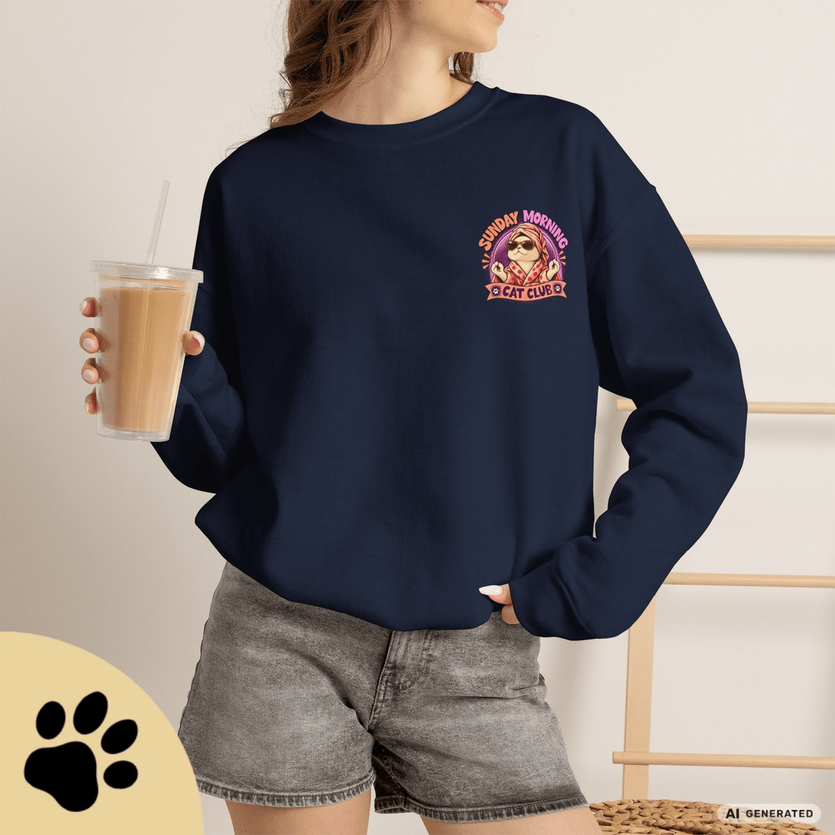 Sunday Morning Cat Club Sweatshirt – „Don’t Kill My Vibe“ | Retro Katzen Sweater - Sunbeamstore