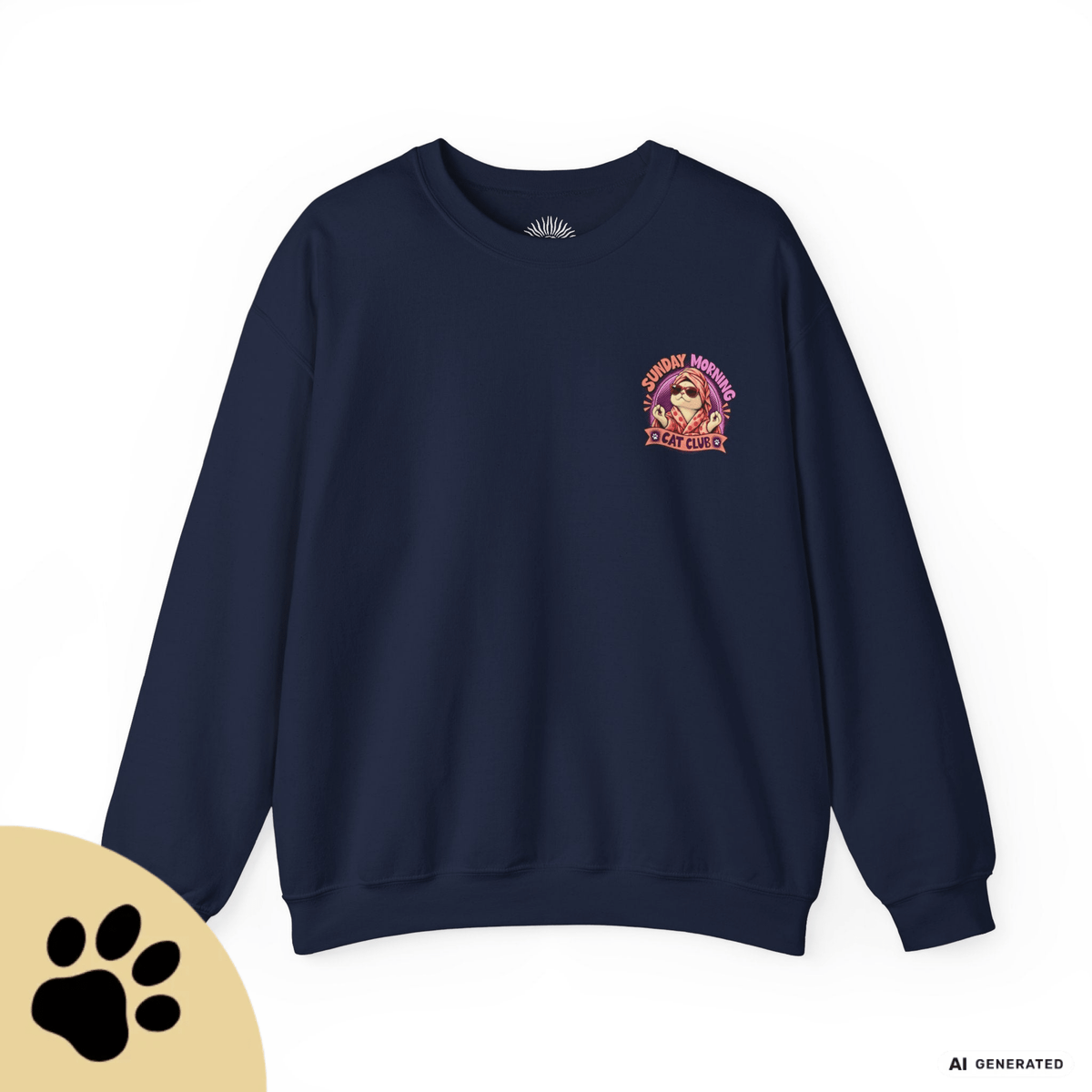 Sunday Morning Cat Club Sweatshirt – „Don’t Kill My Vibe“ | Retro Katzen Sweater - Sunbeamstore
