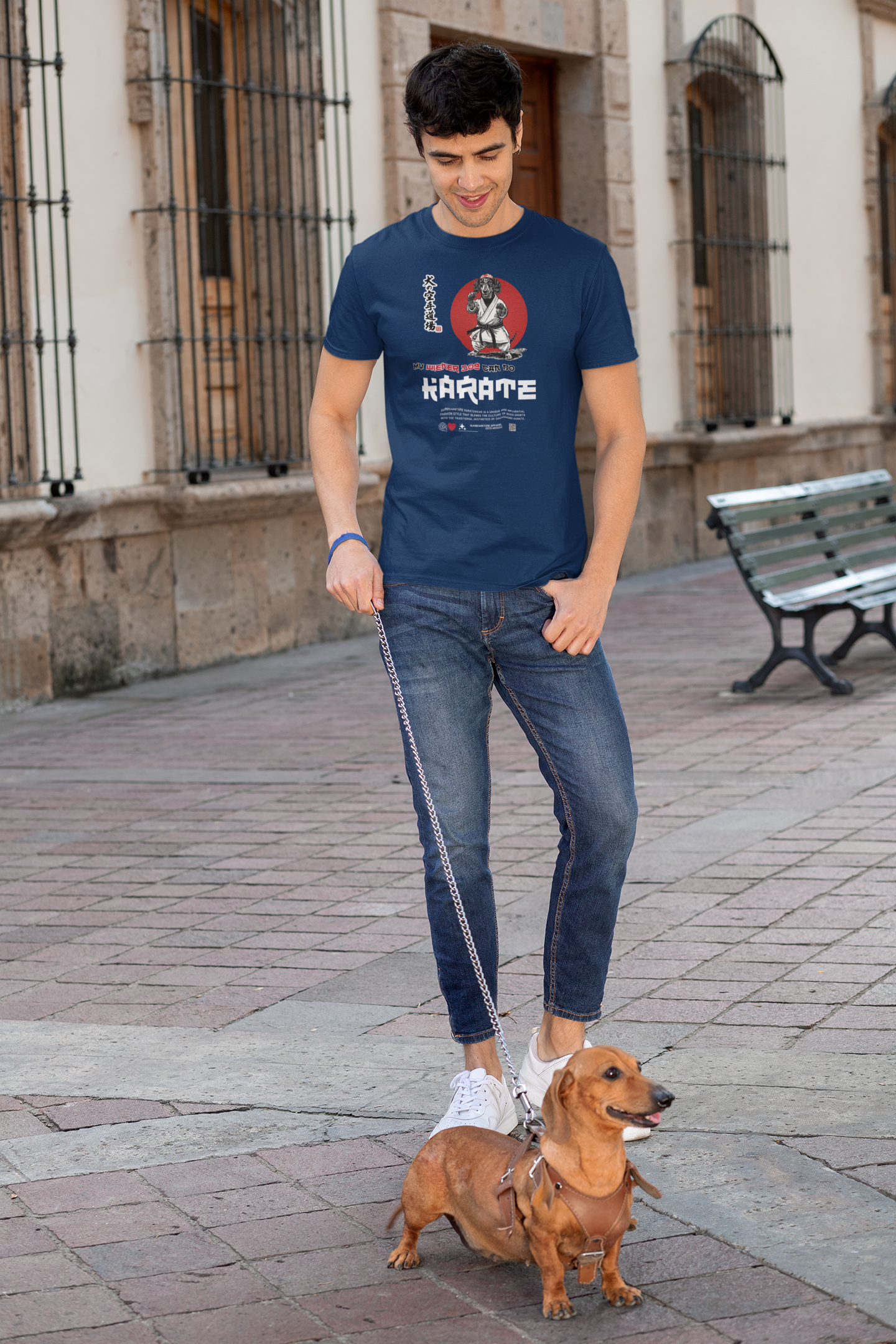 Wiener can do Karate   Lustiges Hundeshirt für Dackel Fans | Funny Dachshund Shirt Unisex Gildan 5000