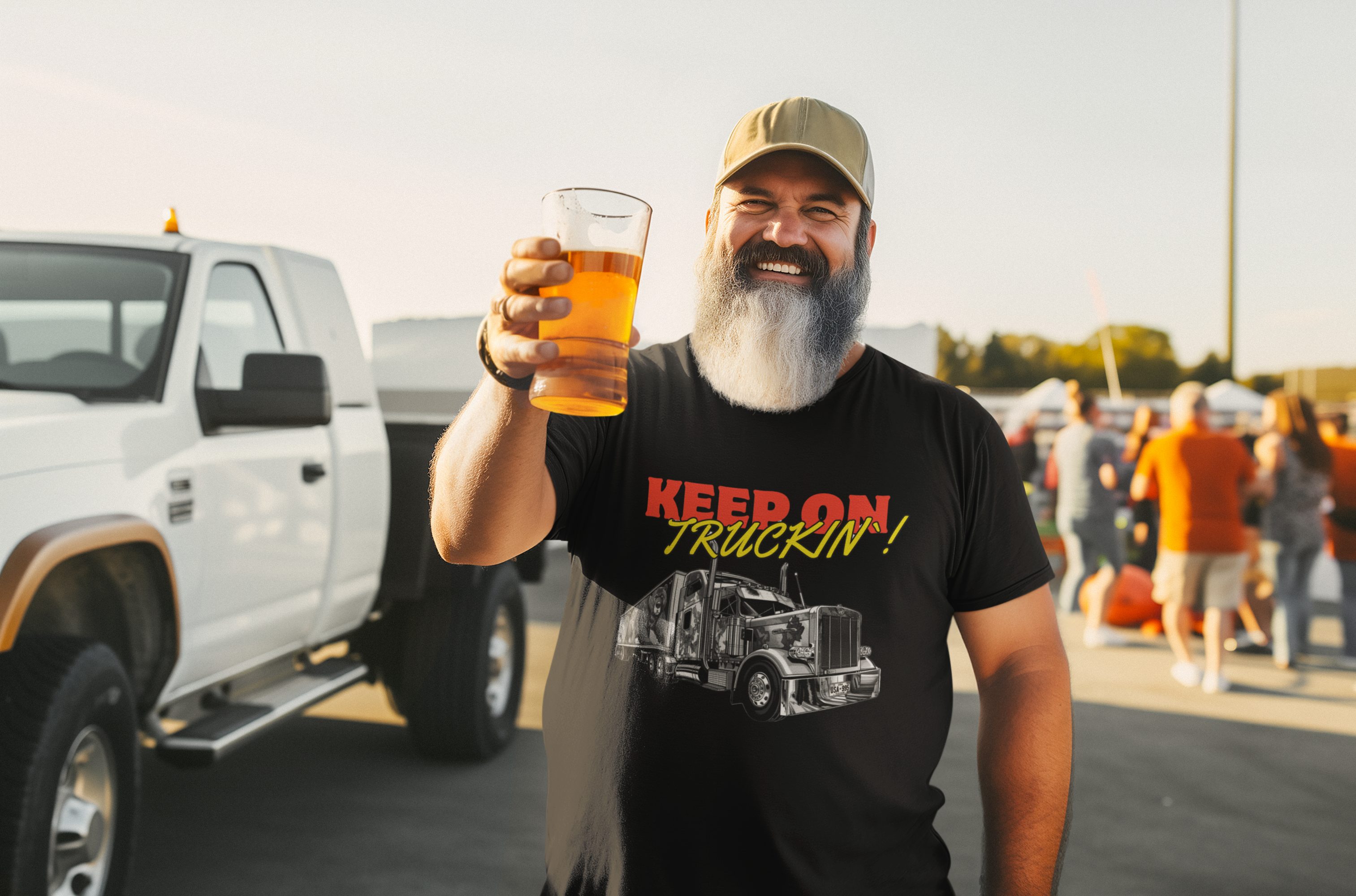 Trucker Crew T-Shirt personalisierbar – Keep on Truckin’ | LKW Fahrer Shirt | Geschenk für Trucker | Gildan 5000