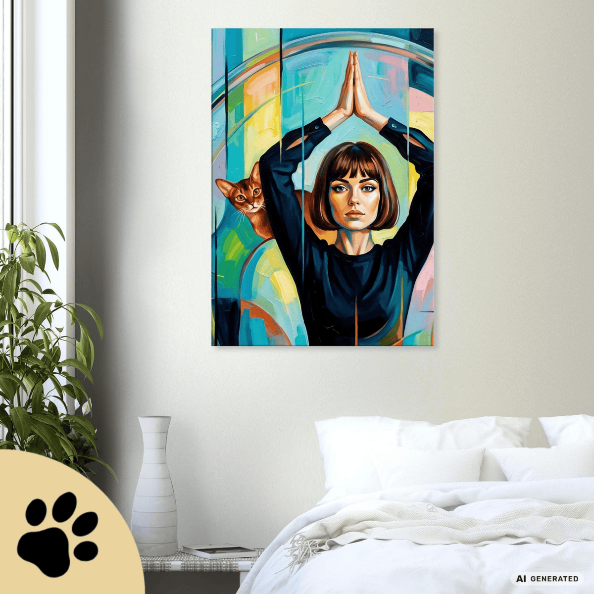 The Quiet Queens – Modernes Katzenbild auf Leinwand 70 x 100 cm | Elegante Wandkunst für Katzenliebhaber I Canvas 70x100 cm / 28x40″ - Sunbeamstore